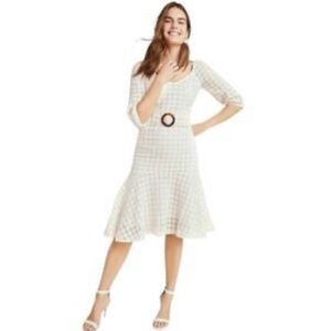 GORGEOUS MAEVE BY ANTHROPOLOGIE BOHO  WHITE CREAM LINEN EMBROIDERY EYELET DRESS